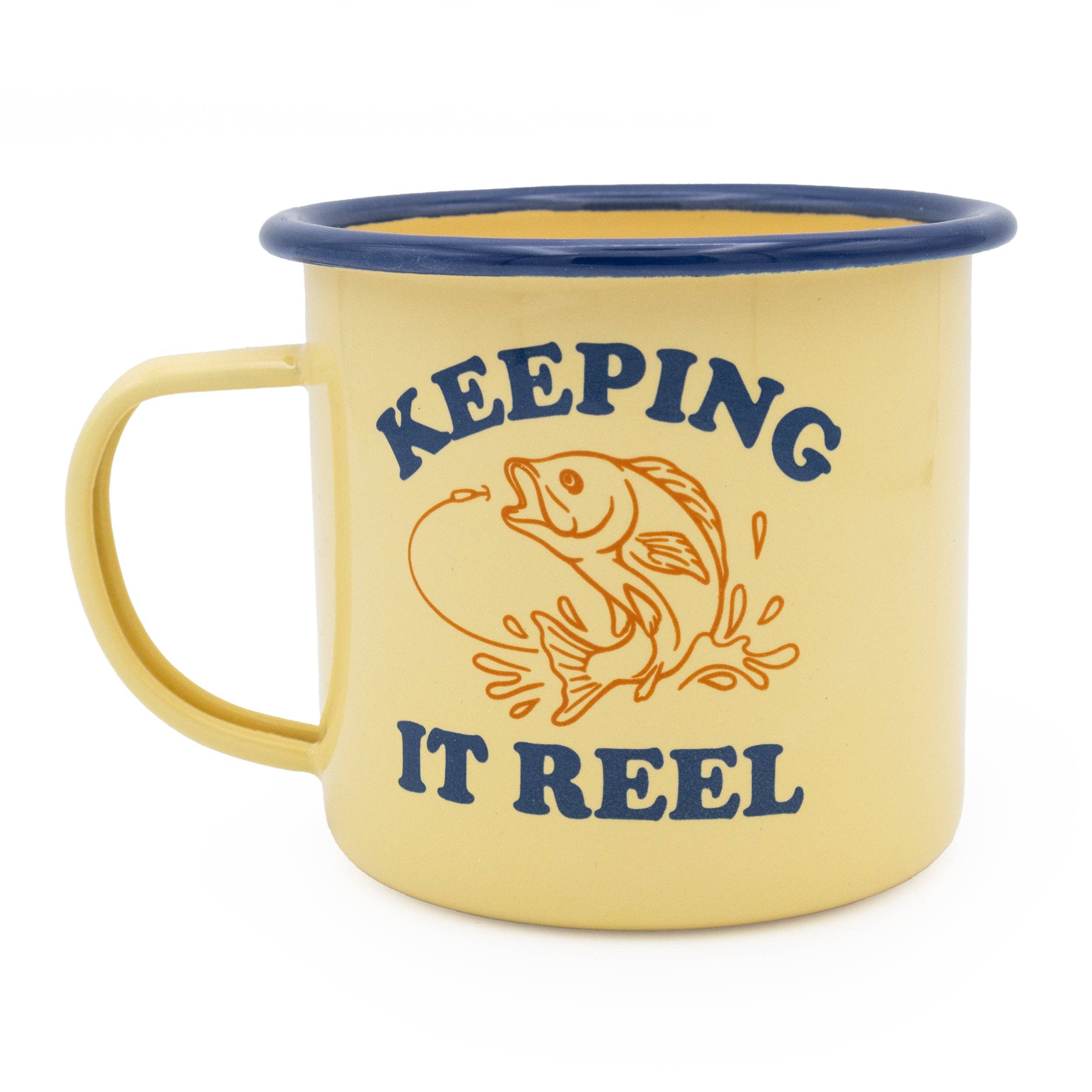 Robert Frederick Ltd – wholesale Coffee mug – The Gentleman’s Emporium “Keeping it Reel” Enamel Mug0