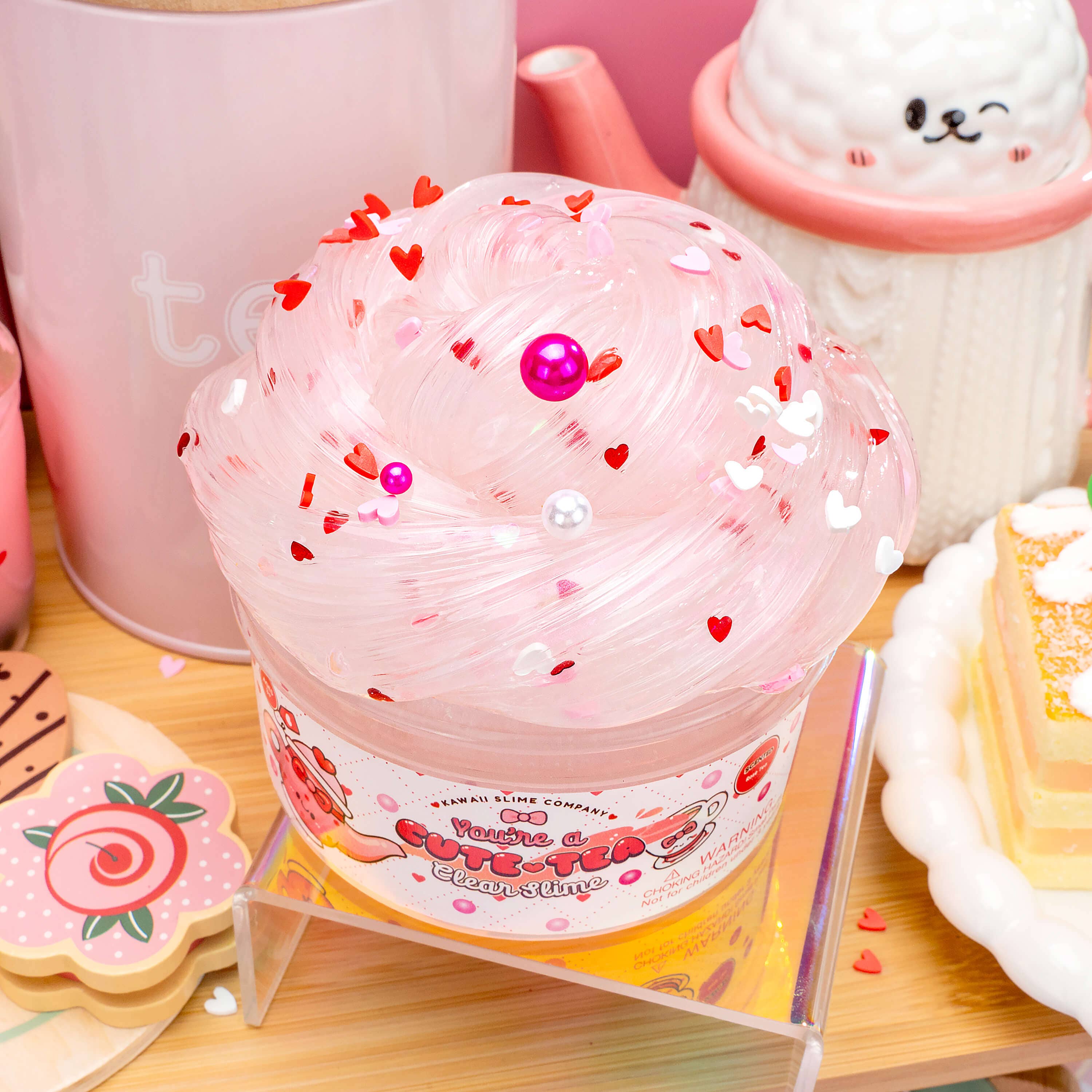 Kawaii Slime Company - Wholesale Putty/Slime - Kids - You're a Cute Tea Clear Signature Dome™ Slime (4pcs/case)7