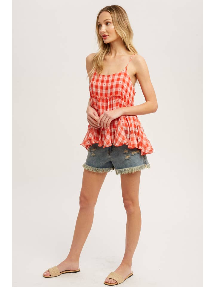 Bluivy - Venta al por mayor Camisola - Mujer - CAMISOLA BAJO FRUNCIDO DE GASA A CUADROS6