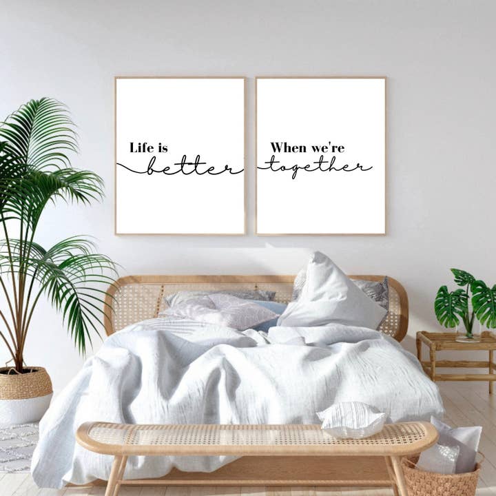 Ensemble de 2 impressions de chambre à coucher, ensemble d'impressions, décoration de chambre à coucher pour la vente par PRINTD image