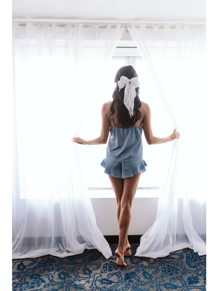 Mackleys - Wholesale Lounge Set - Women's - PREORDER Satin Cami and Ruffle Short Set2