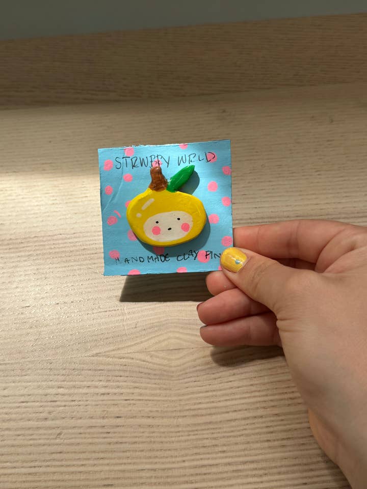 Fruit Friends Clay Pin | Lemon for wholesale by Strwbry Wrld