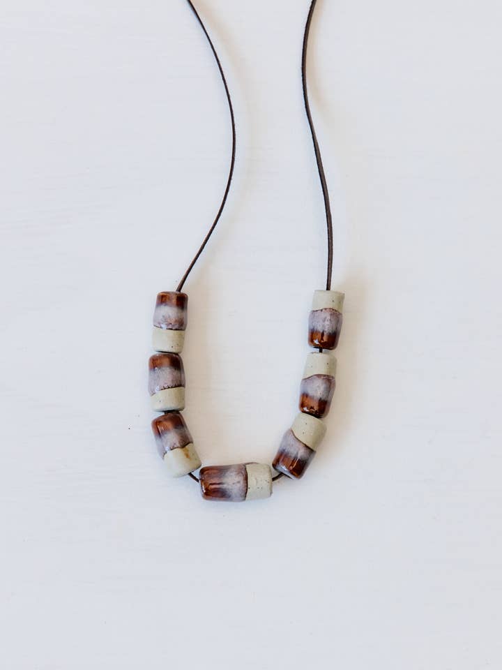 Mulberry Cylinder Ceramic Necklace for wholesale by Woodfolk