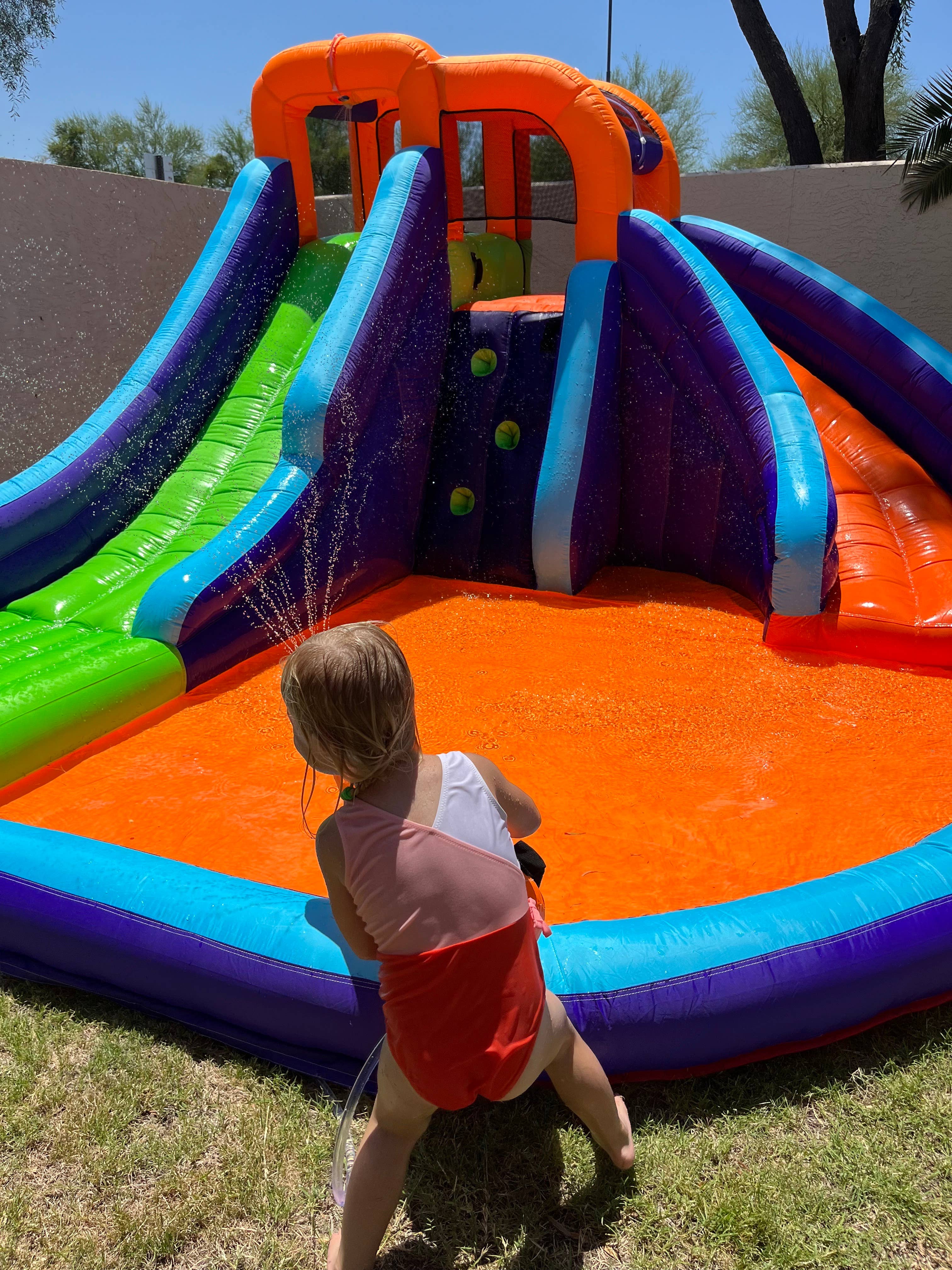 Salus Brands - Wholesale Inflatables - Double Slide Water Park with Climbing Wall & Water Cannon7