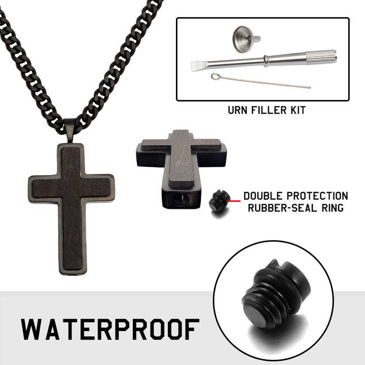 The Hero Company - Wholesale Pendant/Charm Necklace - Never Forgotten Legacy Urn Cross Necklace - Helps Pair Veterans With A Service Dog Or Shelter Dog -Faire7