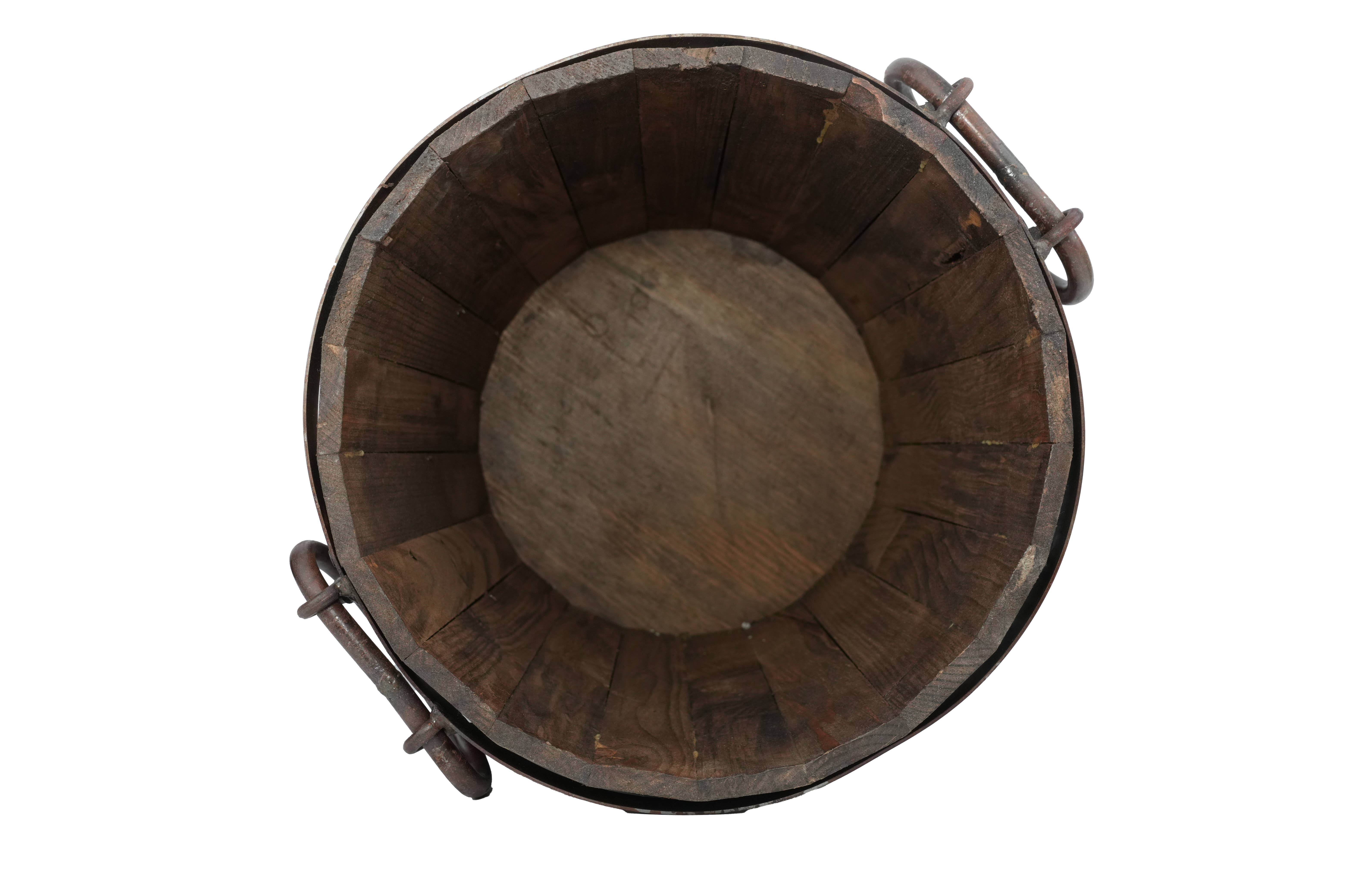 My Amigos Imports - Wholesale Bucket/Pail - Rustic Trim Bucket-15W x 18H inches-Large-Farmhouse-Waxed5