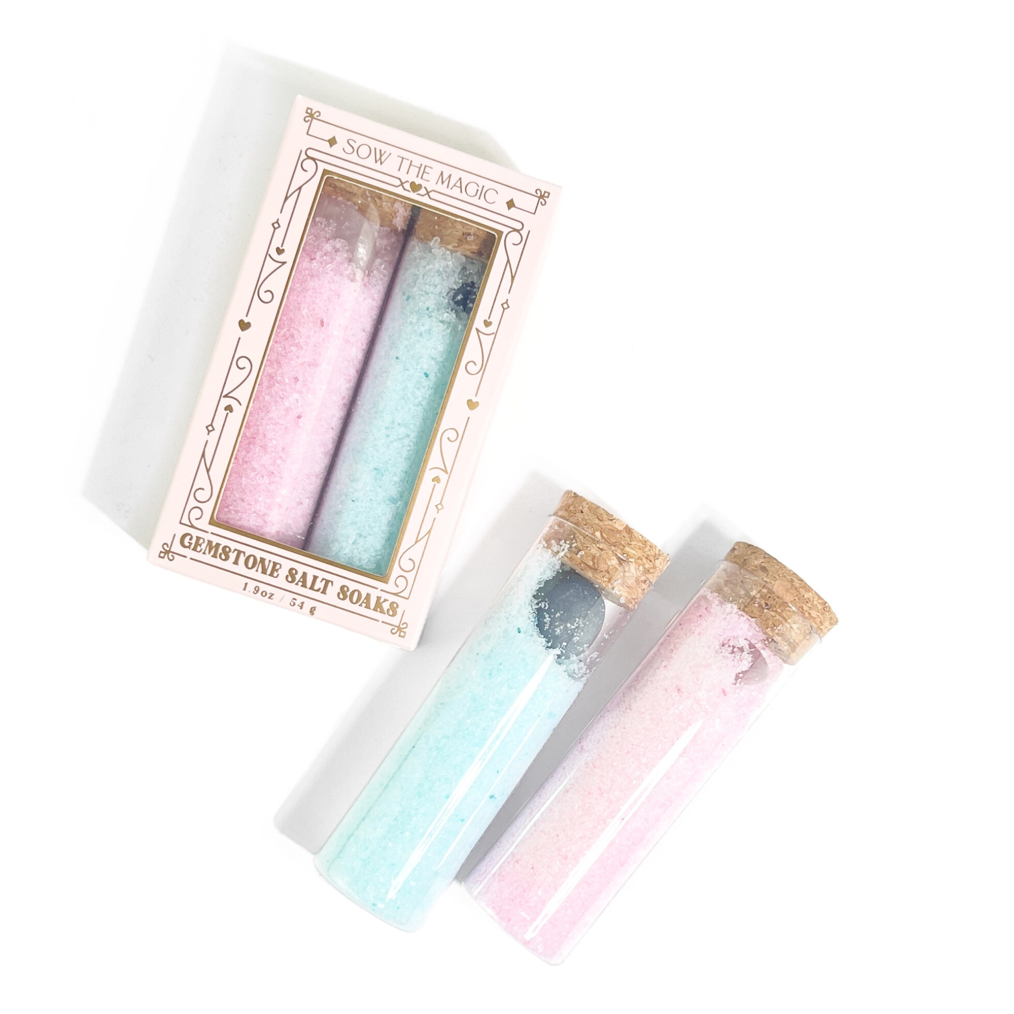 Sow the Magic - Wholesale Bath Salts - Gem Infused Salt Soak Duo with Rose Quartz + Blue Aventurine5