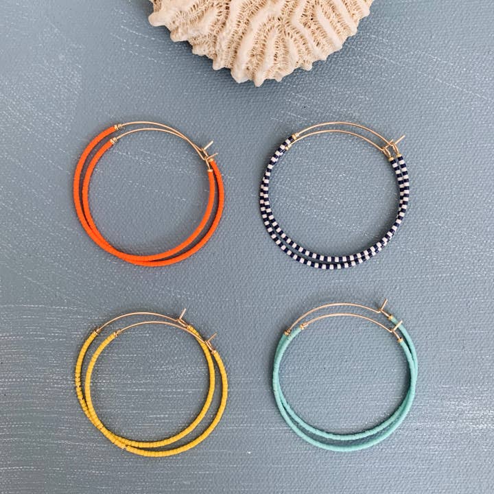 Alice Rise - Wholesale Hoop Earrings - big single note beaded hoop, turquoise2