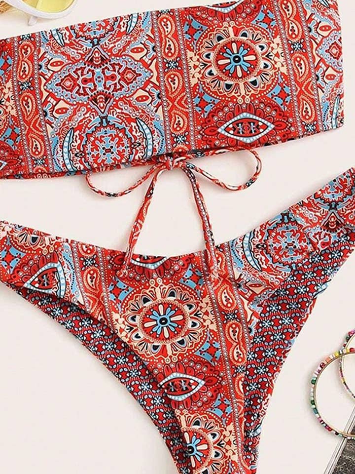 MULTICOLOR CWMW0836_PRINTED SUMMER SEXY TWO-PIECE SWIMSUIT for wholesale on Faire