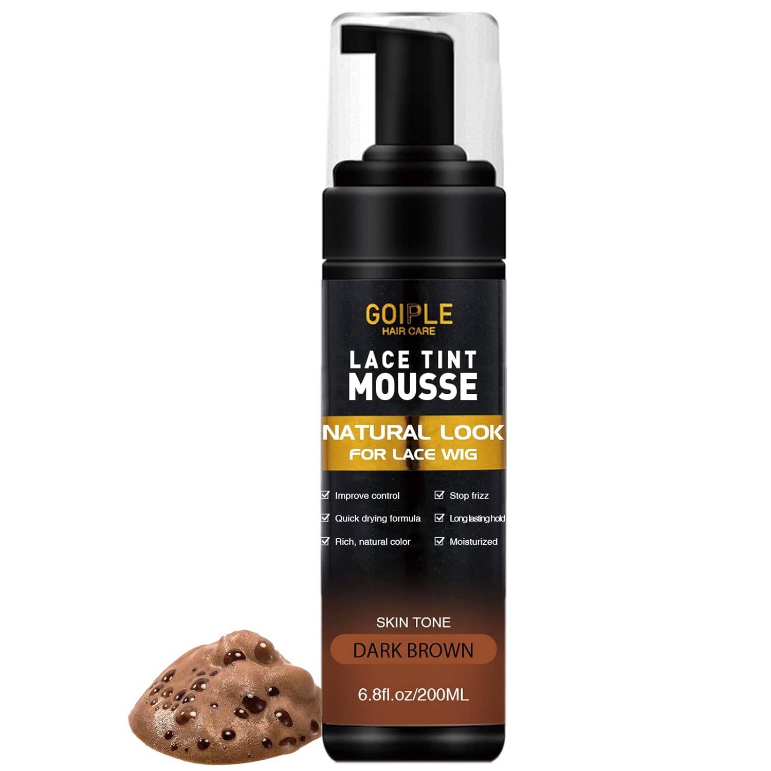 KT Supply - Wholesale Hair Styling Gel/Mousse - Goiple Lace Tint Mousse Dark Brown,6.8oz0