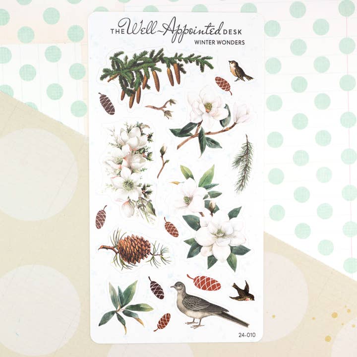 Winter Wonders Sticker Sheet (24-010) for wholesale by The Well-Appointed Desk
