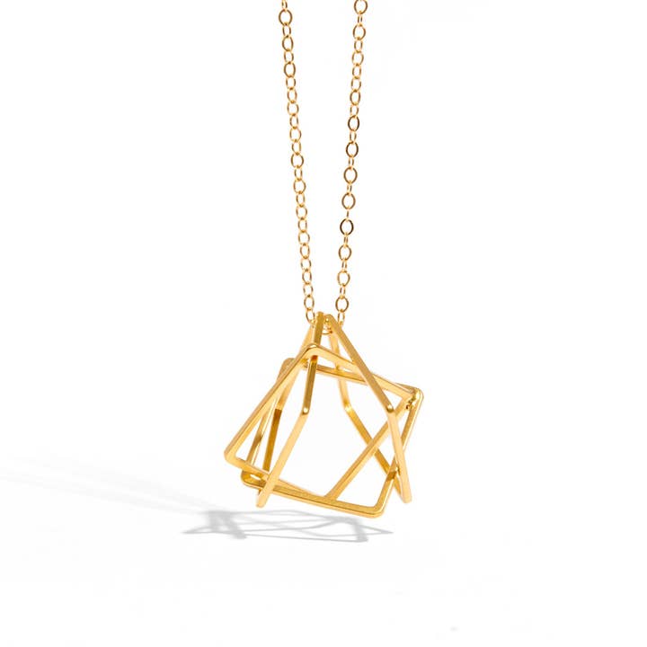 3D Asymmetrical Polygon Necklace for wholesale by Aviv Jewelry