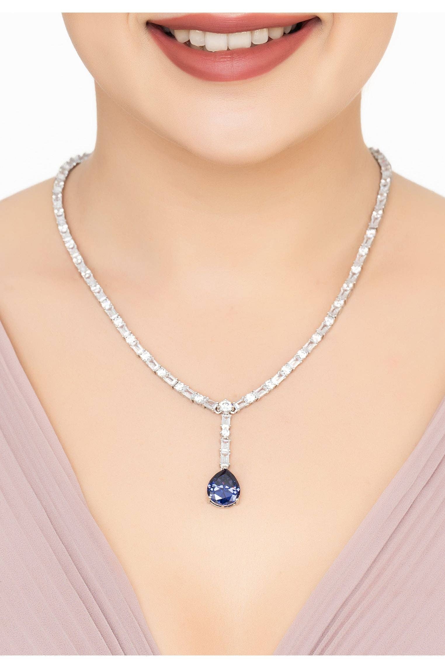 Latelita - Wholesale Pendant/Charm Necklace - Claudette Statement Necklace Silver Tanzanite1