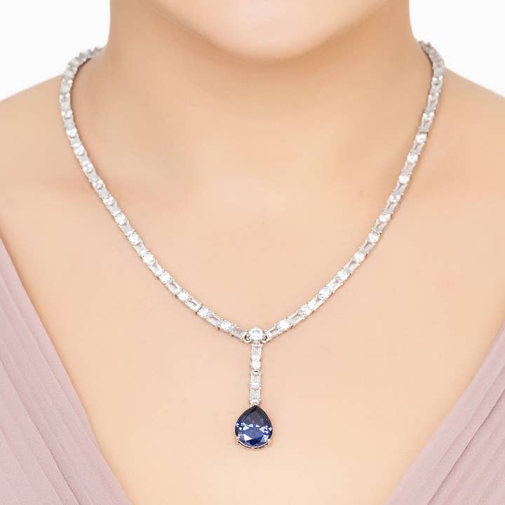 Latelita - Wholesale Pendant/Charm Necklace - Claudette Statement Necklace Silver Tanzanite1