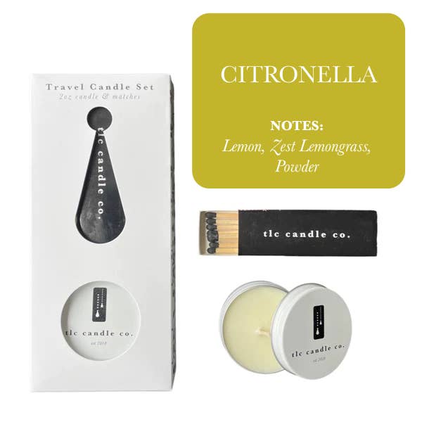 TLC Candle Co. – wholesale Travel candles – Travel Candle with Matches - Citronella