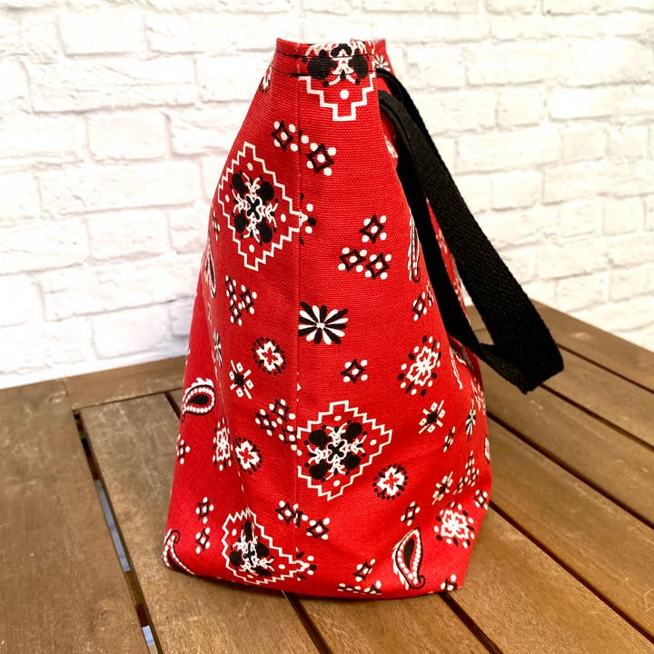 CaSo Creative Designs – wholesale Tote bag – Women's – Foldable Canvas Tote Bag - Red Bandana2
