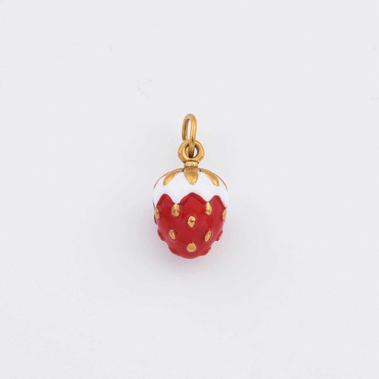 Beads Creation - Wholesale Individual Charm/Pendant - Strawberry Charm Gold Filled Enamel Fruit SCP1940