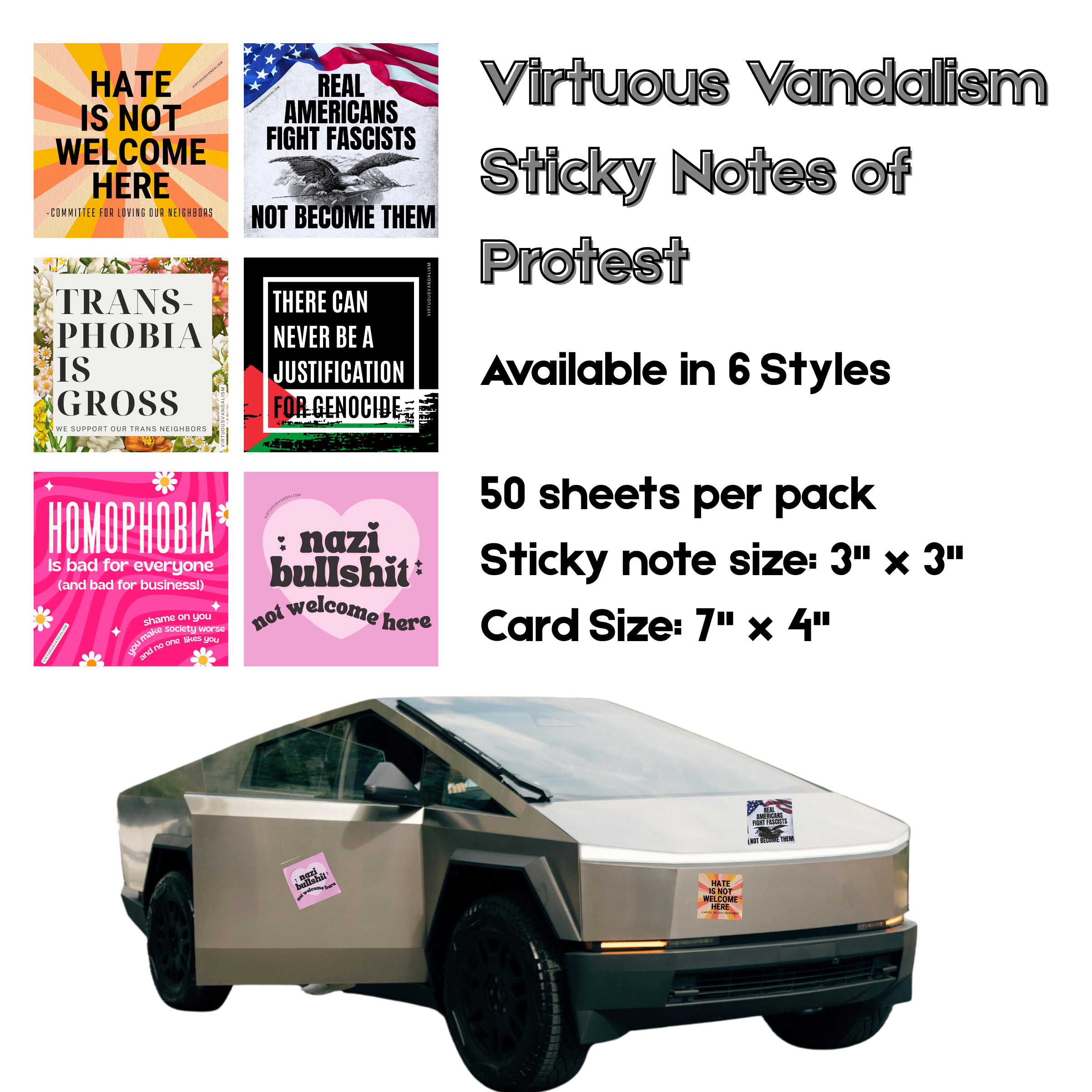 GetBullish - Wholesale Sticky Notes - Virtuous Vandalism “Hate is Not Welcome Here” Sticky Notes7