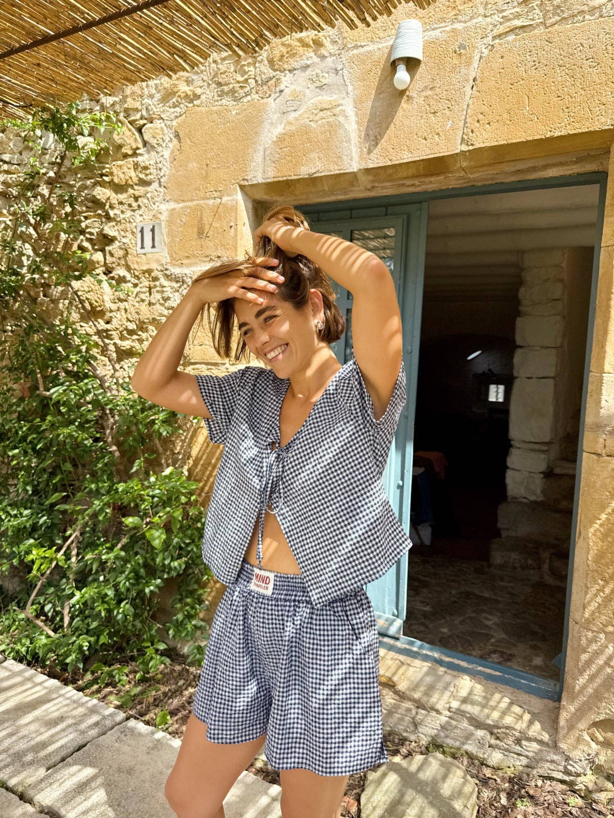 MindTraveler - Wholesale Blouse - Women's - Navy Vichy Maria Top1