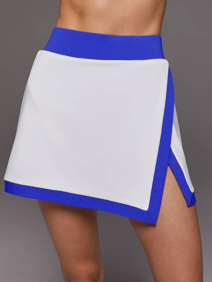 White Royal Blue Rival Tennis Skirt W/ Shorts for wholesale on Faire