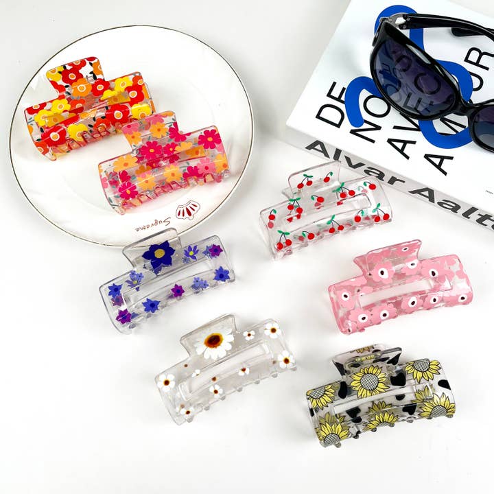 SoapElenGlen - Vendita all'ingrosso Fermaglio per capelli - Donna - Fermagli per capelli Flower Claw Clip Sunflower Cherry9