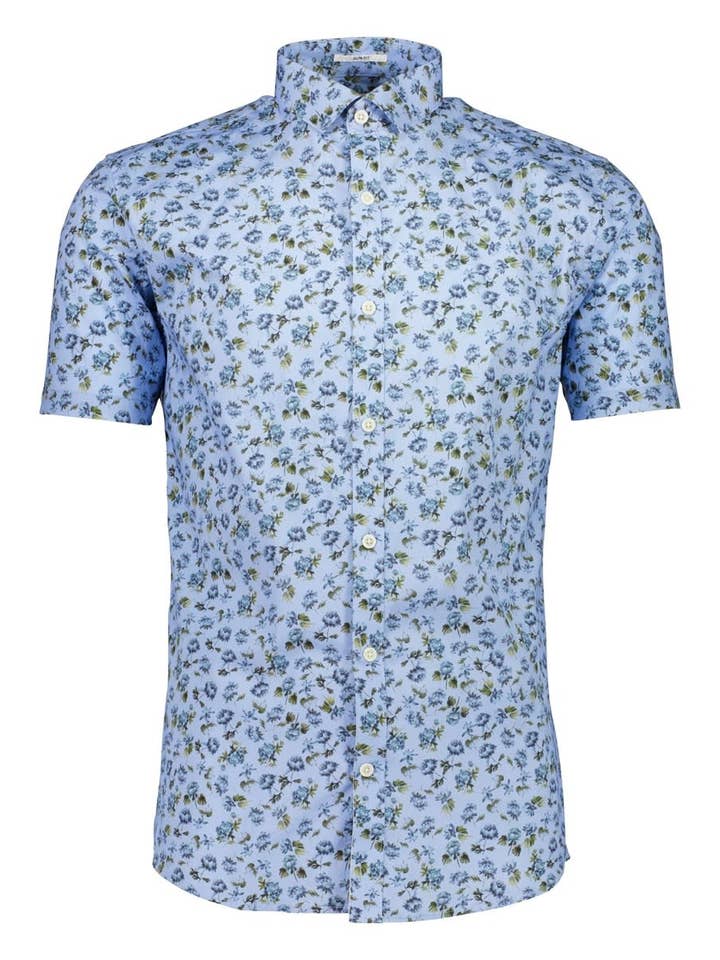 LTBLUE Floral AOP Stretch Shirt S/S Style: 30-203043US for wholesale on Faire