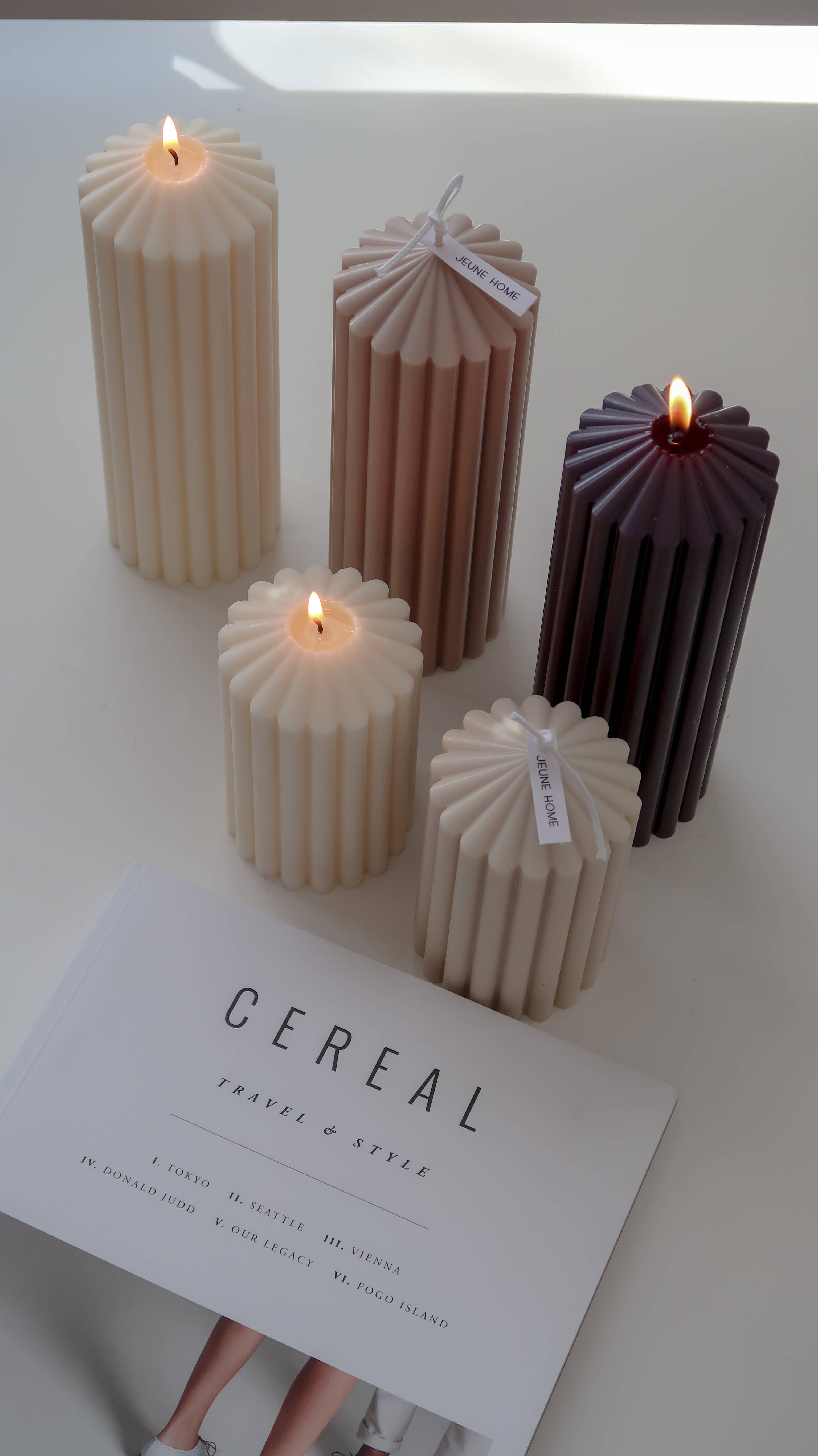 Jeune Home – wholesale Novelty candle – Small thick ribbed soy scented candle 13x7cm| wedding decor6