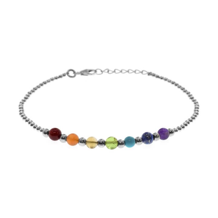 Jaelyn flerfärgat ädelstenspärla & silverarmband för wholesale av Kali Ma Designs - Sterling Silver Jewellery