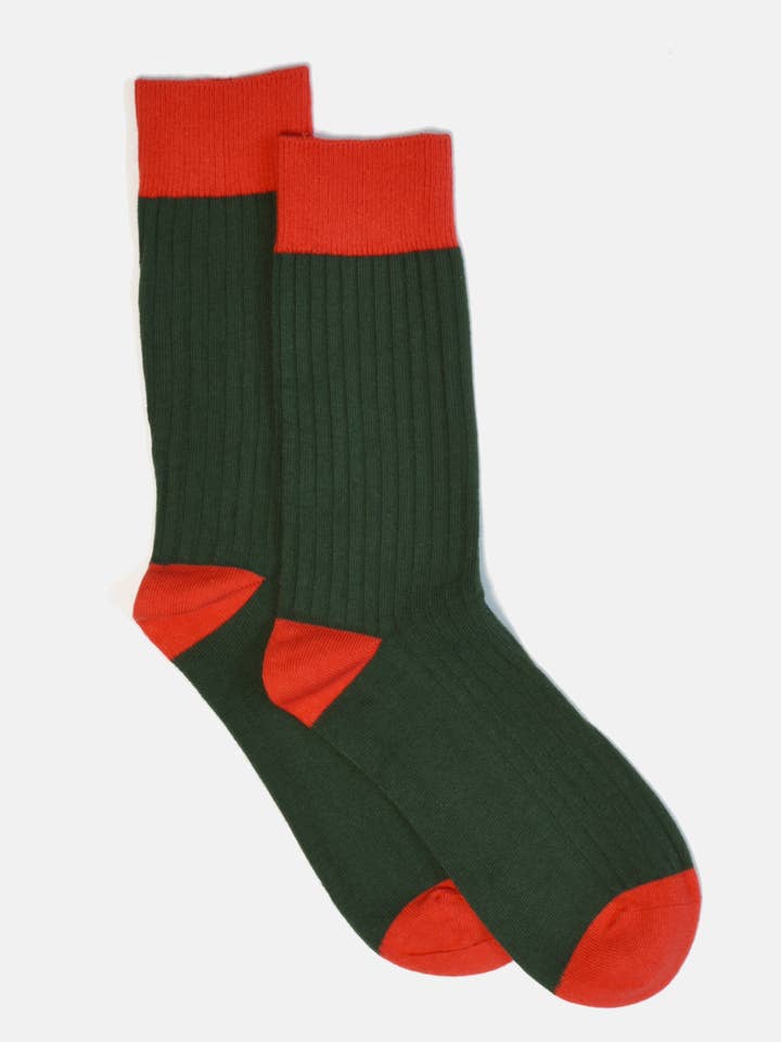 Green Ribbed Socks for wholesale by Curated Basics