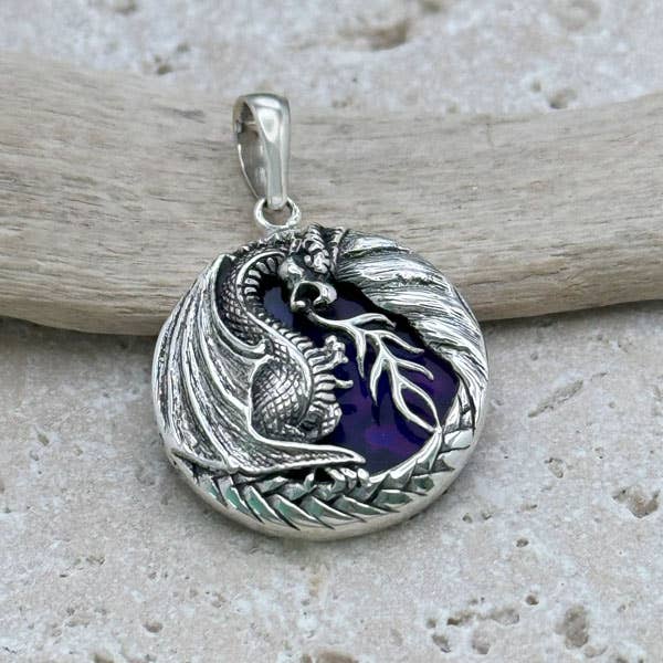 Goddess Design Studio - Vente Colliers à pendentif - Pendentif Dragon de Feu en Argent Sterling 20mm0