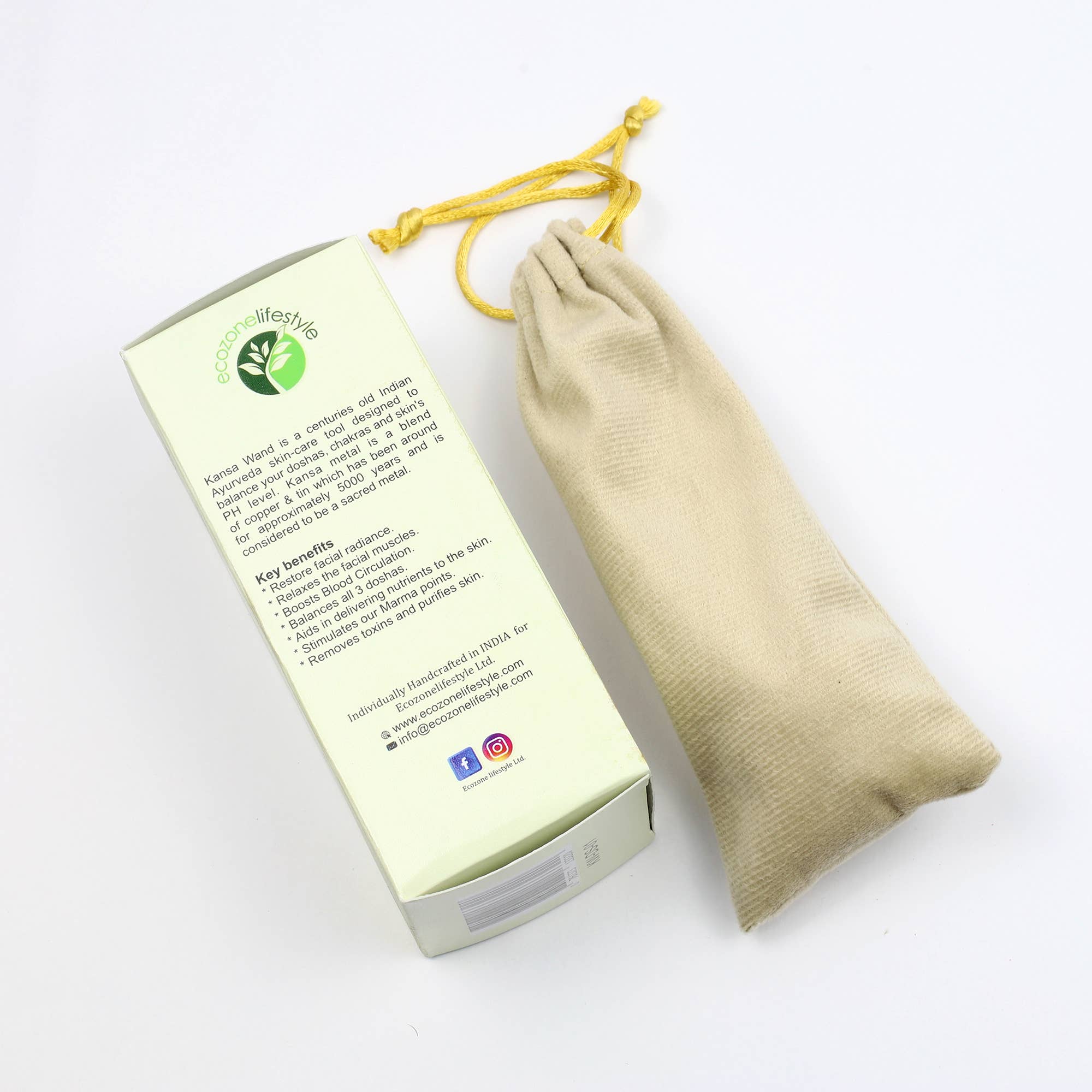 El'Cobre-Ecozonelifestyle - Wholesale Face/Beauty Roller - Deluxe Kansa Double Sided Wand - Medium2