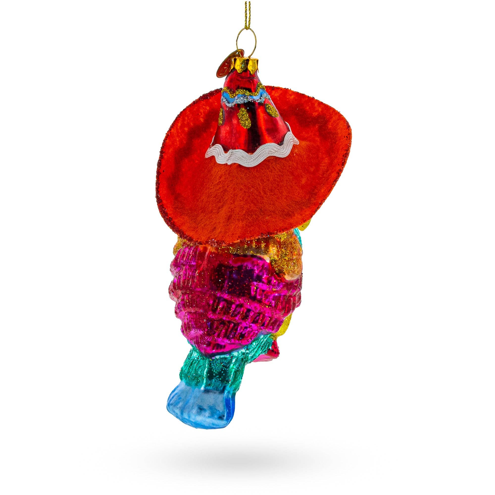 BestPysanky - Wholesale Ornament - Tropical Toucan in a Sombrero Hat Glass Christmas Ornament1