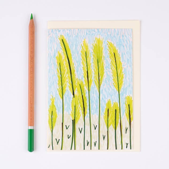 Abstract Corn Field Yellow Blue | Art Card for wholesale by Lilian G Limited