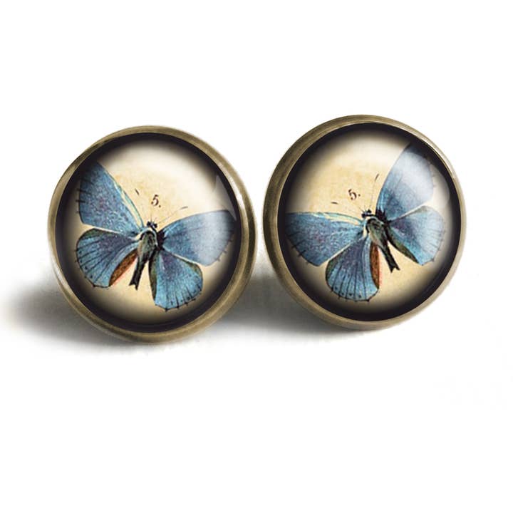 Blue Butterfly Stud Earrings for wholesale by The Divine Iguana