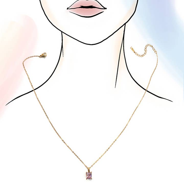 JOSSLYN by wall to wall - Wholesale Pendant/Charm Necklace - 18K STAINLESS STEEL TARNISH FREE GLASS NECKLACE | 40NK9444