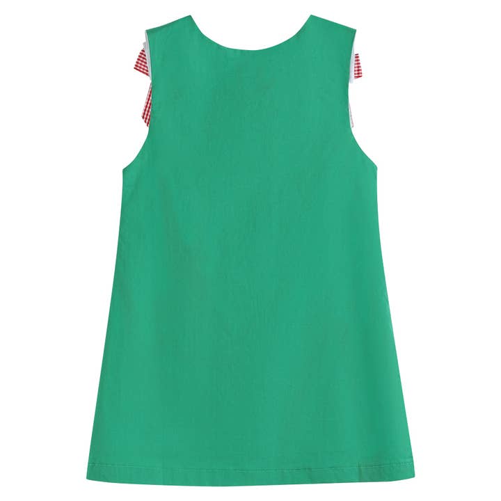 Lil Cactus - Wholesale Dress - Kids - Green Swing Dress with Pompom Reindeer