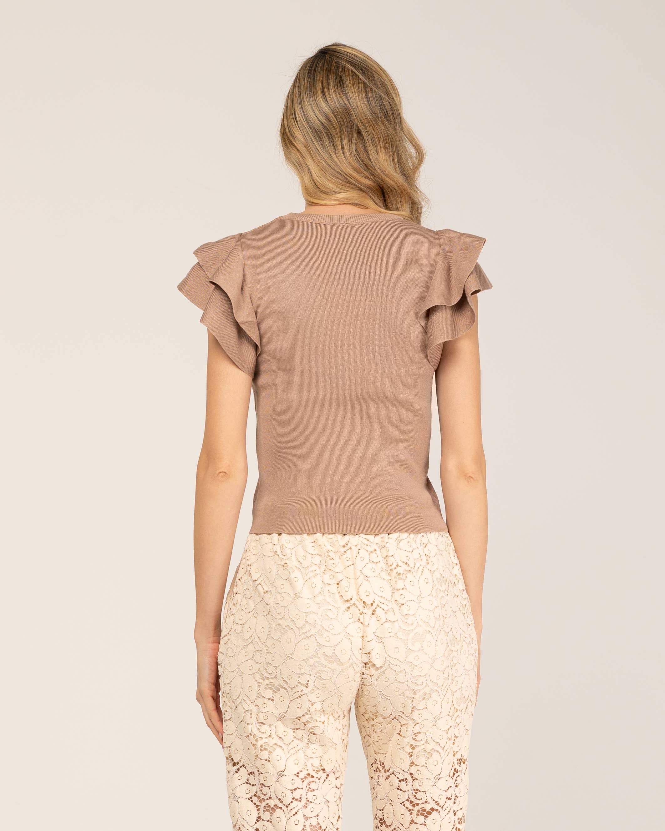 Tantra - Wholesale Blouse - Women's - Tight knit top with ruffles on the sleeves1