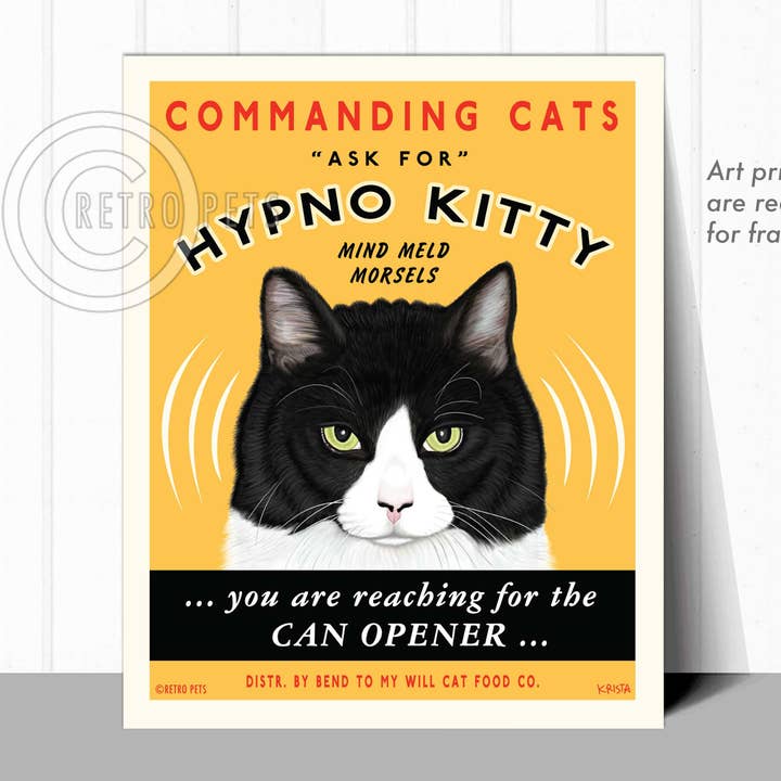 Retro Pets - Wholesale Art Print - F-103 8x10 Art Print, Cat Art "Hypno Kitty"1