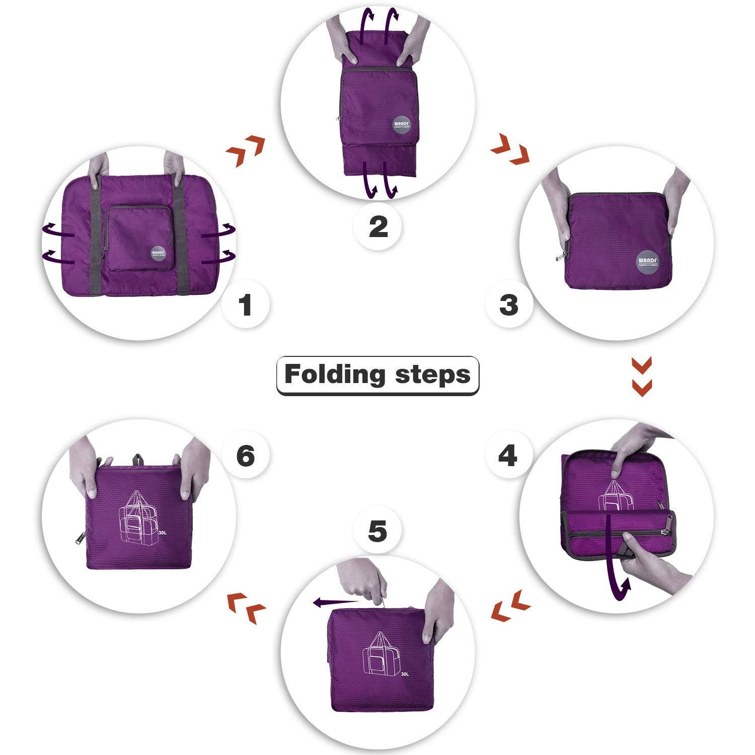 wandf – wholesale Duffelväskor – Unisex – Hopfällbar 30 L reseväska, weekenderväska 45 cm13