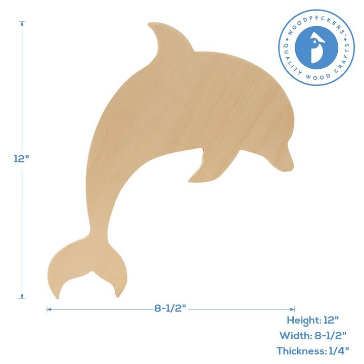 Woodpeckers Crafts - Wholesale Cutouts - Wood Dolphin Cutout