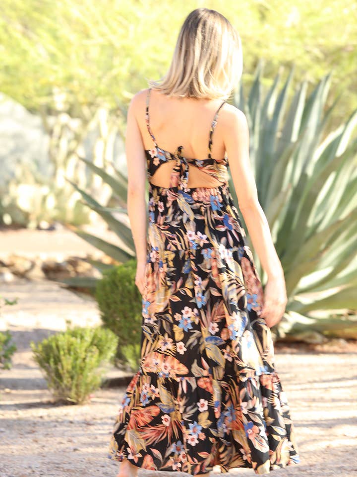 ANGIE – wholesale Dress – Women's – F4F72-A878 V NECK OPEN BACK WITH TIE MAXI DRESS3