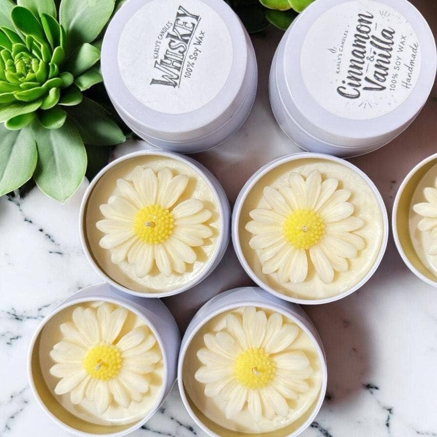 Karly’s Candles - Wholesale Party gift - Daisy Soy Wax Candles 4 oz - Baby, Bridal & Wedding Favors8