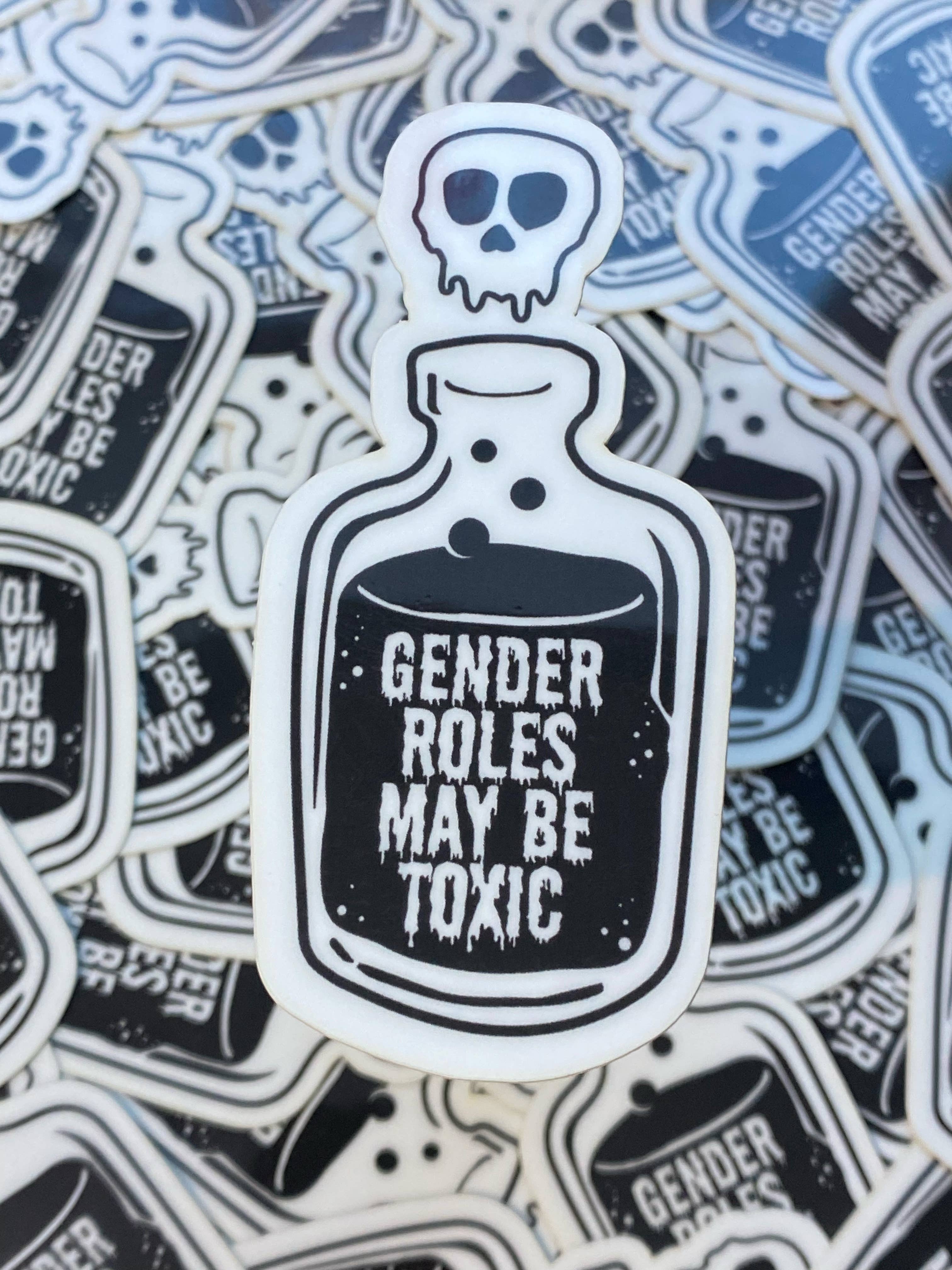 Support the T - Vente Autocollant - Autocollant « Gender Roles May Be Toxic » phosphorescent1