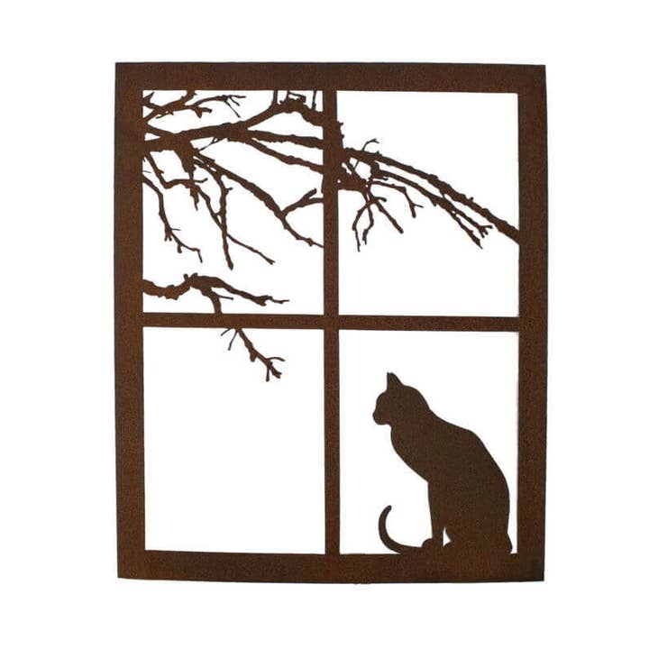 Arte de pared con gato en el alféizar de una ventana para venta al por mayor de Overwrought