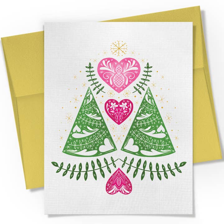 Carte Scandi Trees & Hearts pour la vente par Beckamade