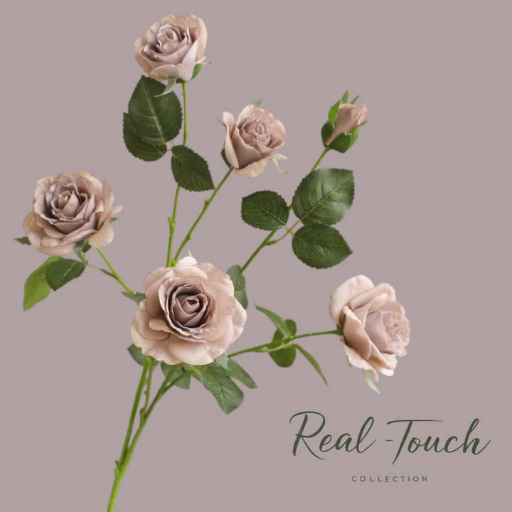 Angel Isabella - Wholesale Artificial Flowers - 29"-Real Touch Artificial Rose Stem-6 blooms