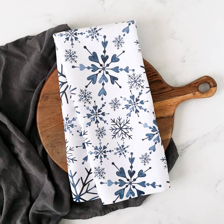 Blue Snowflake Decorative Hand Towel for wholesale by Simply Lauren at Home