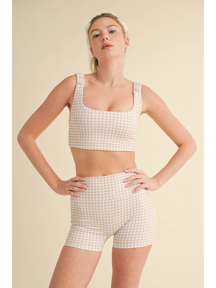 KIMBERLY C - Wholesale Sports Bra - Women's - Gingham Print Ruched Bra Top14
