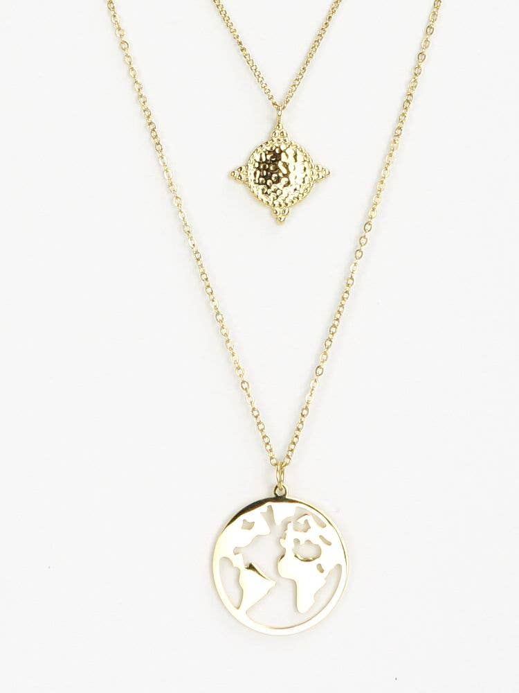 goud Bola De Mundo halsketting van roestvrij staal met drie kettingen voor groothandel op Faire0