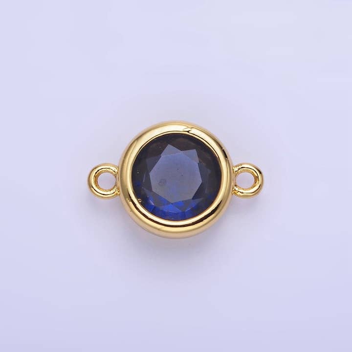 Aim Eternal - Wholesale Individual Charm/Pendant - 14K Gold Filled Birthstone CZ Round Bezel Connector | G937 - G9442